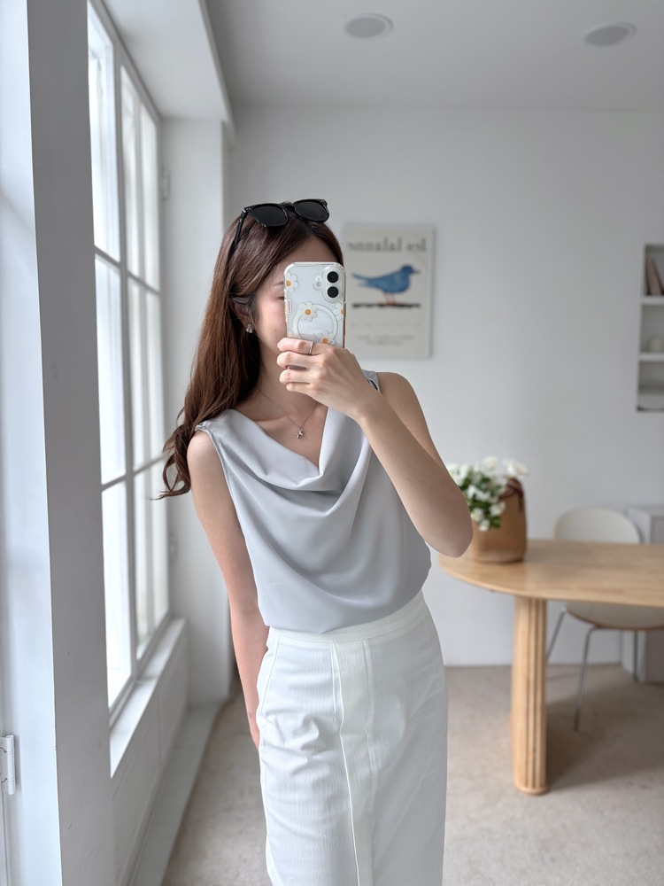 Twisted Strap Tank Top (Misty Blue)