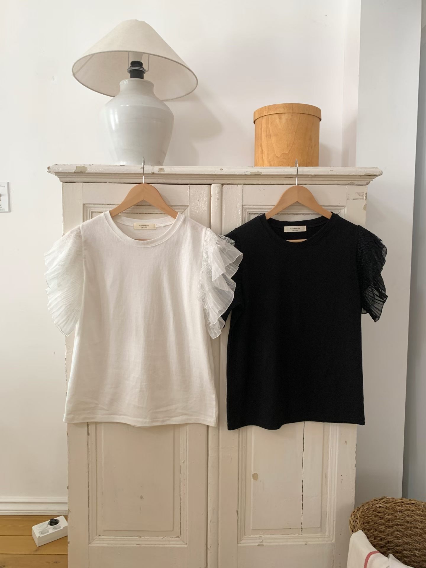 CT25 法式甜美蕾絲透紗袖Top