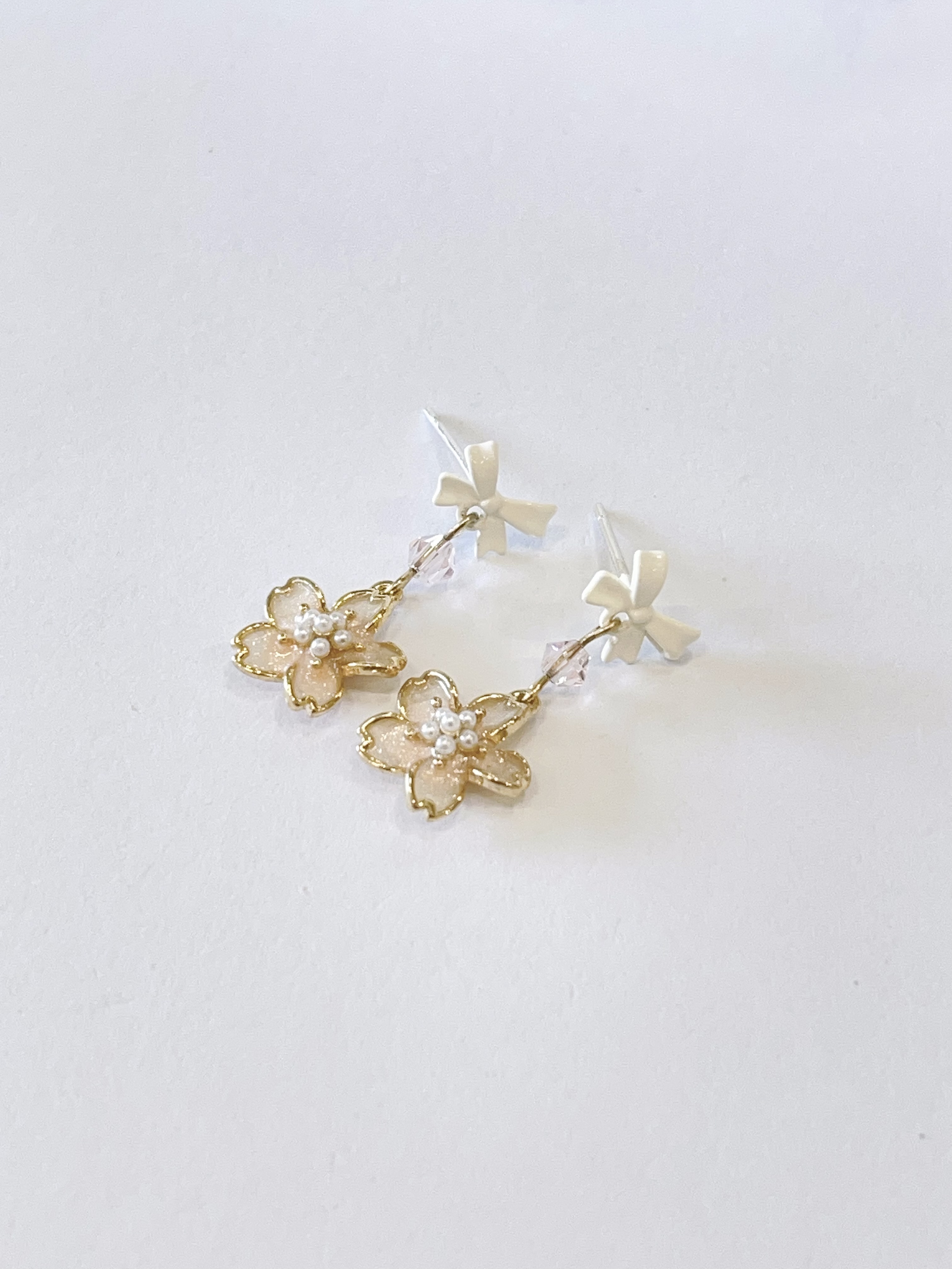 芭蕾风蝴蝶结樱花耳坠耳环