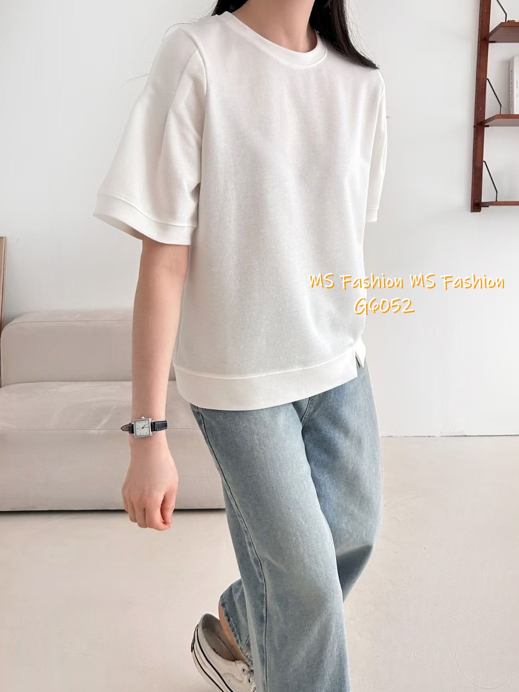 G6052 韓國🇰🇷特色袖小開叉腳top