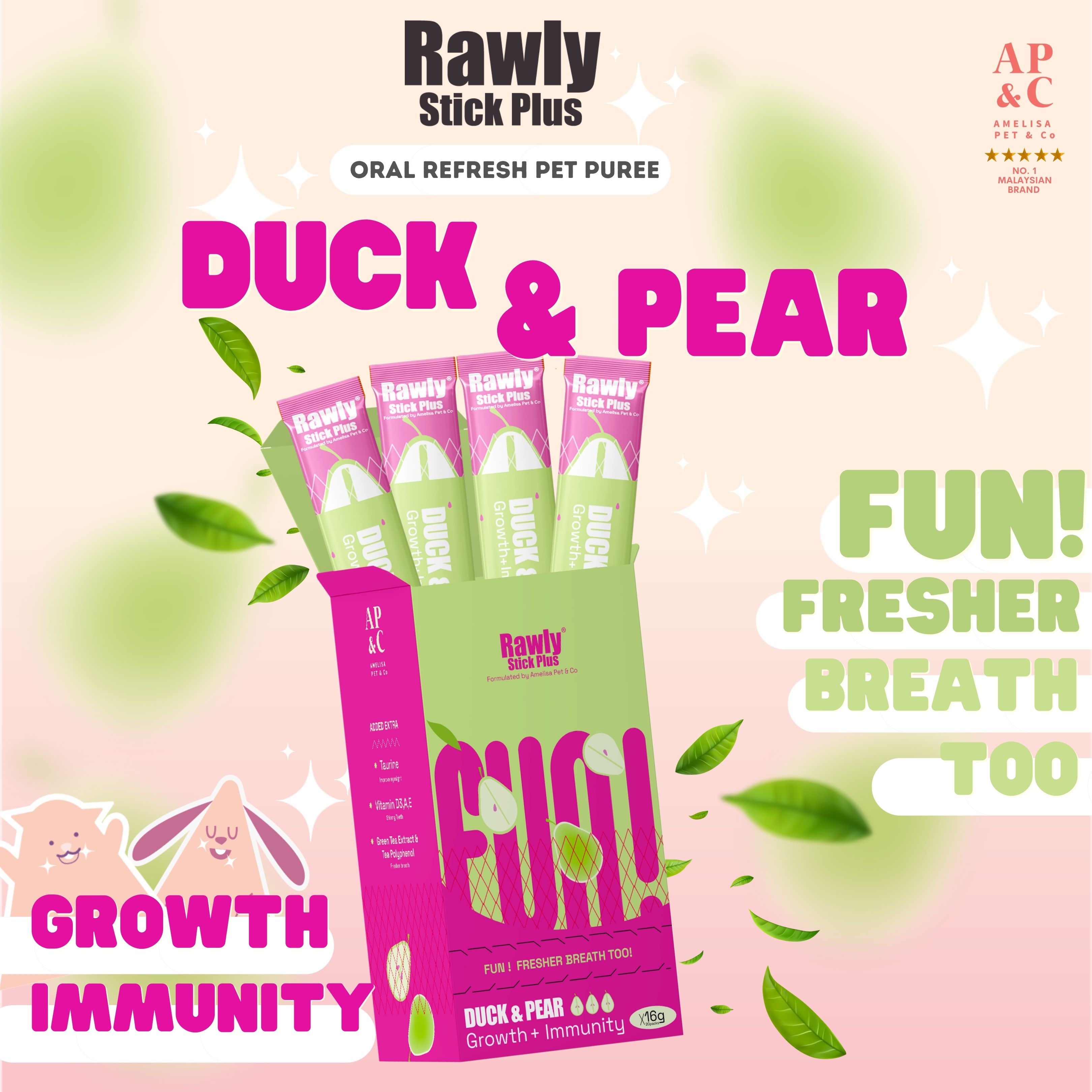 AP&C｜ 口腔護理 貓犬肉泥條 貓條 盒裝 Oral Refresh Puree 16g x 25