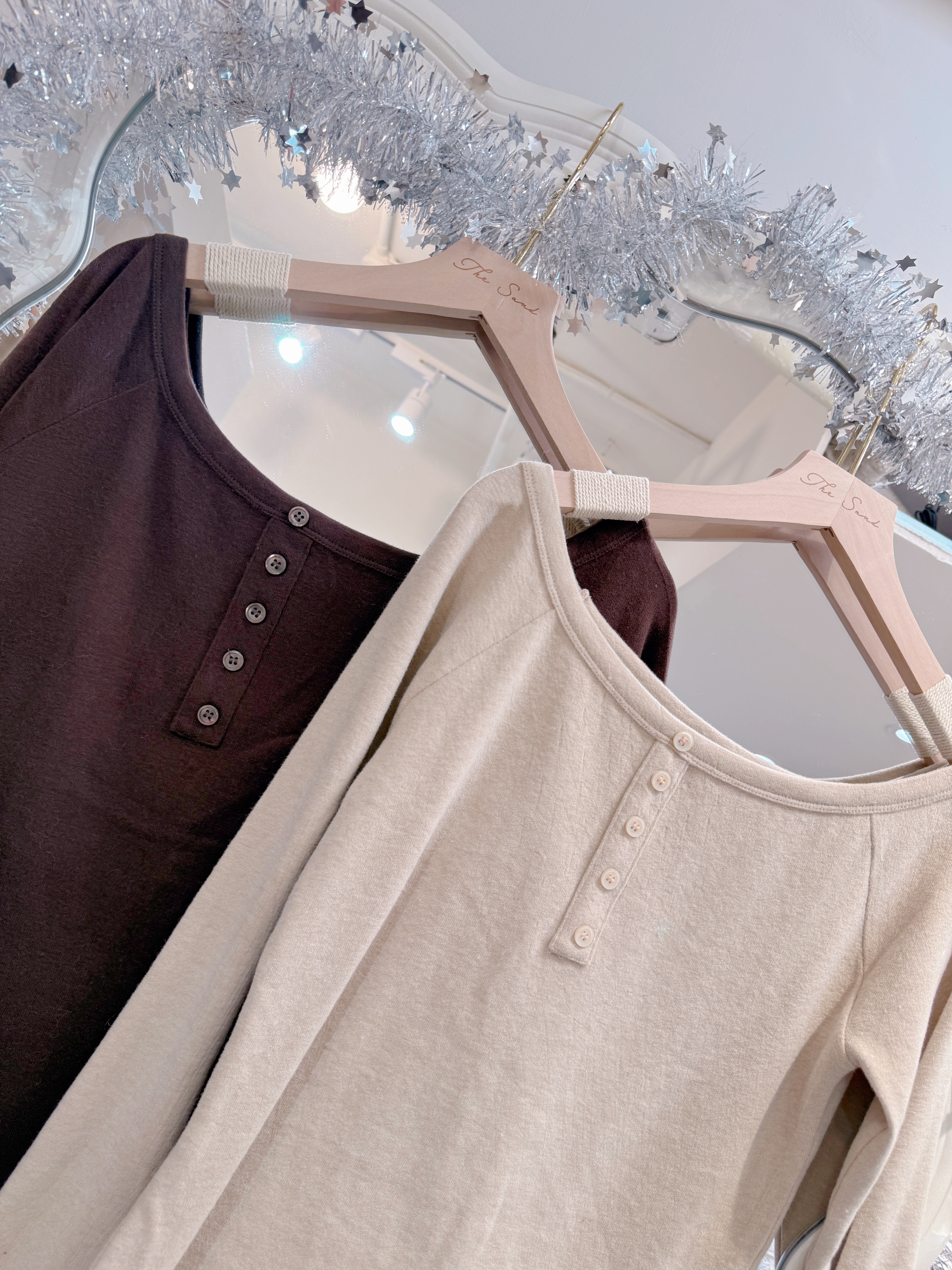 3Way 落肩抓毛絨紐扣上衣 - 配襯外套♥️打底必備♥️