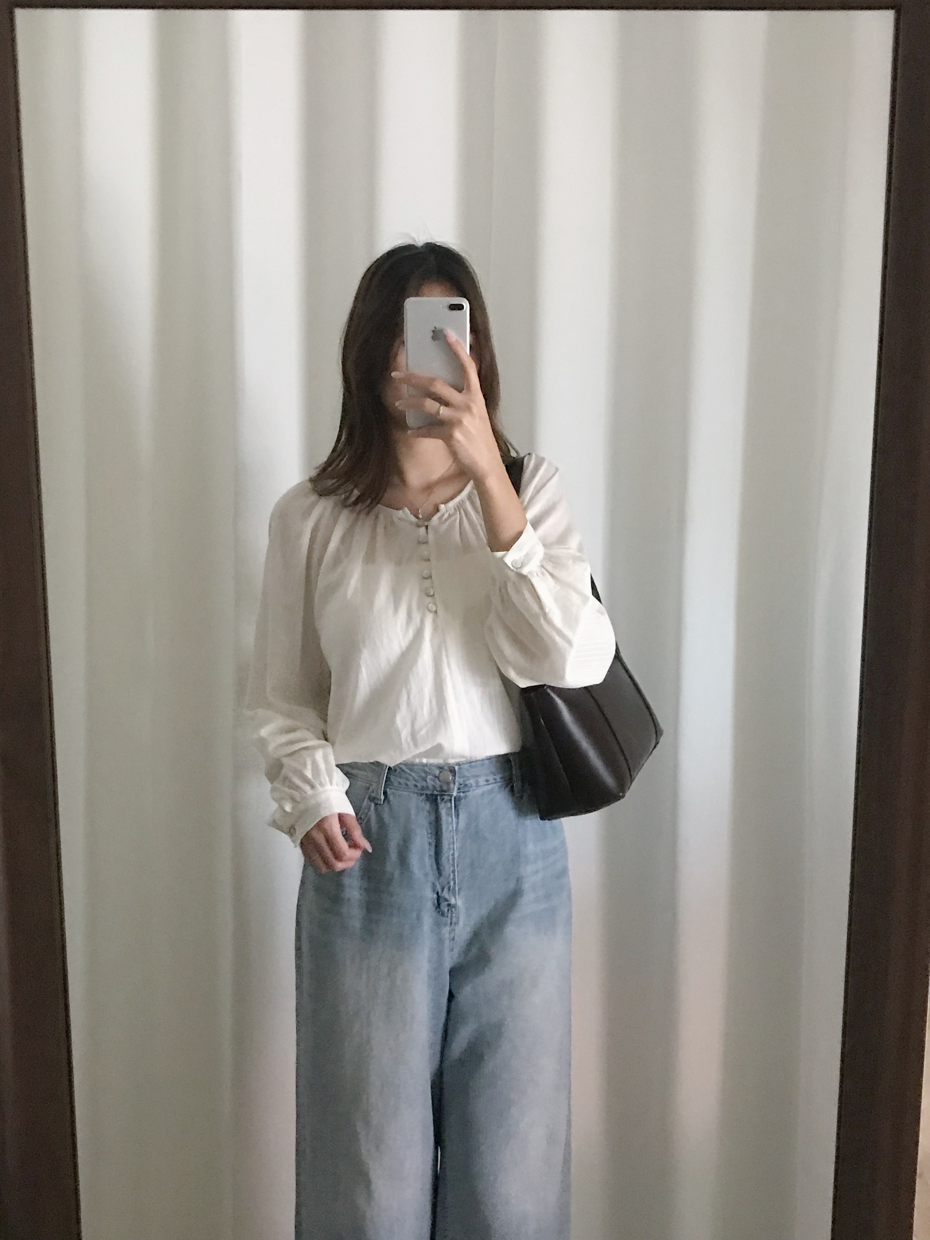 法式圓領透透襯衫