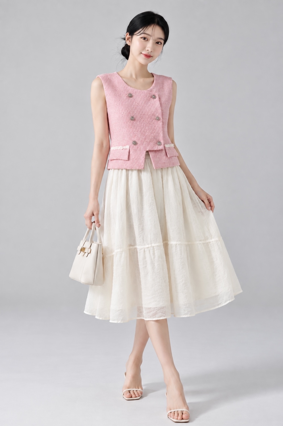 982 Tiered Flare Midi Skirt