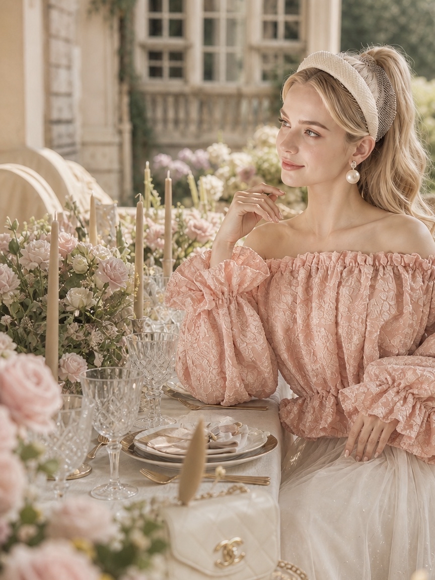 維多利亞粉紅玫瑰盛放泡泡袖公主禮服 Victorian Rose Petal Ballad Gown 