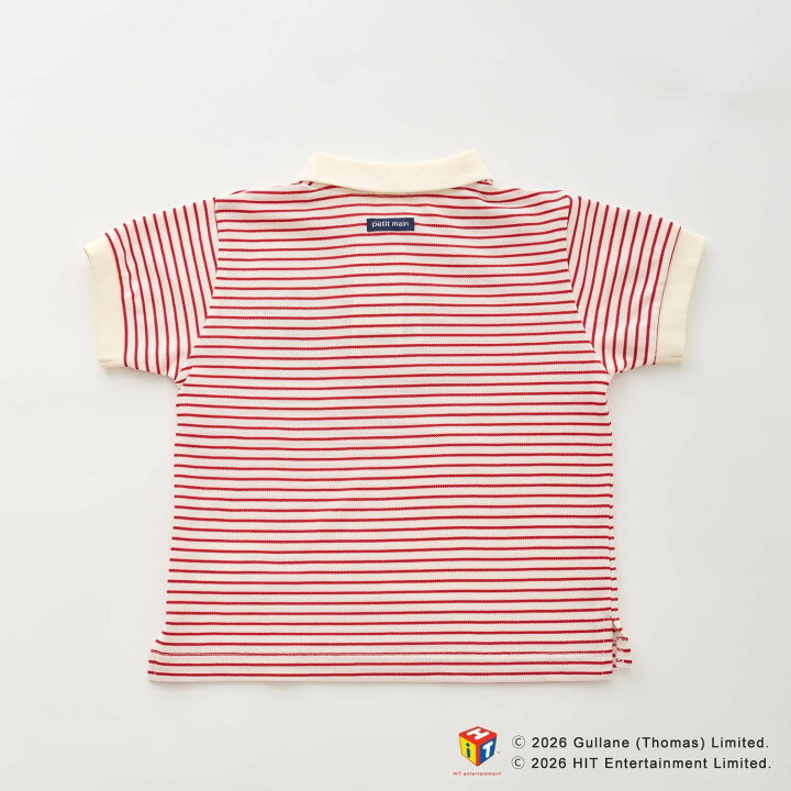 🇯🇵預訂 日本直送🇯🇵Petit Main x Thomas湯瑪士小火車系列兩色刺繡貼花條紋短袖企領上衣
