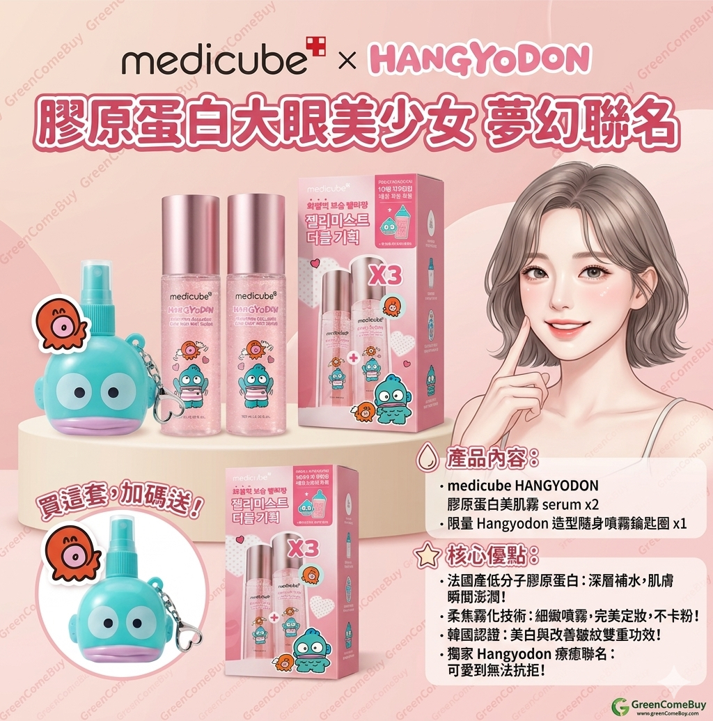  Medicube x 水怪PDRN粉紅膠原果凍噴霧精華雙瓶組合（送水怪特別版100 mL）