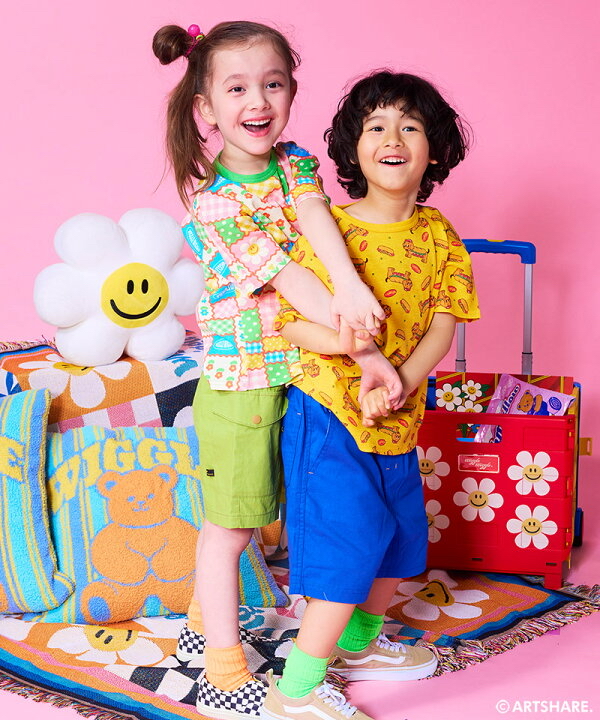 🇯🇵預訂 日本直送🇯🇵Markey’s x Wiggle Wiggle四色圖案滿印華夫格短袖T恤