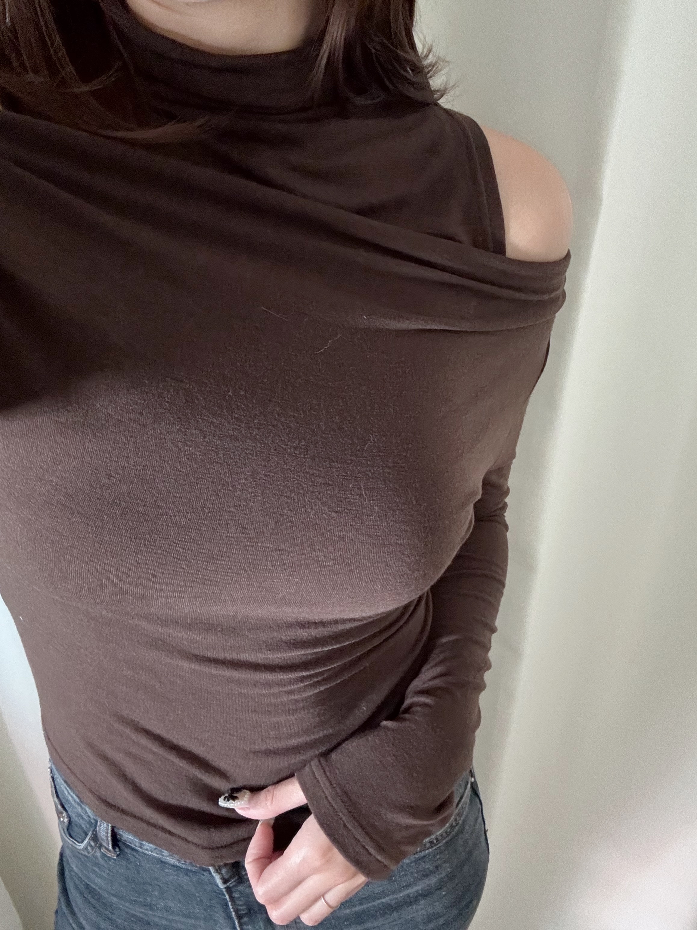 韓系高領露膊長袖上衣(三色入)