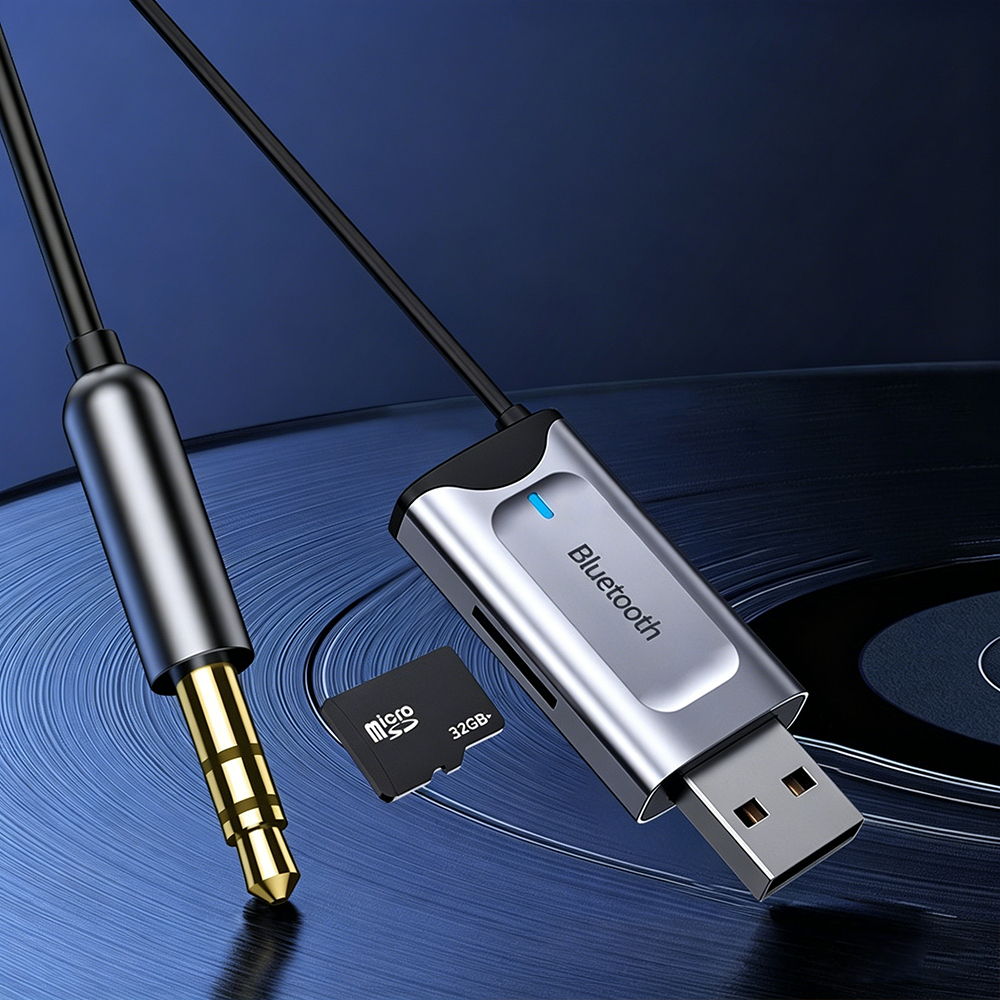 新款車載藍牙接收器 AUX適配器音樂播放器 PC6526