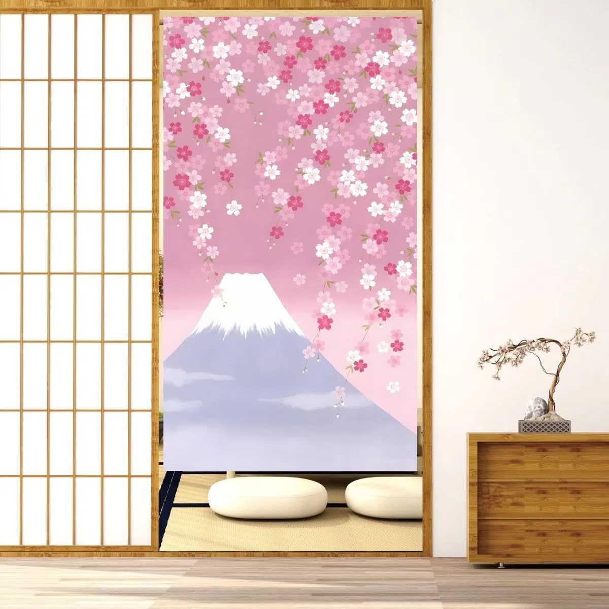 【現貨】🔥🔥【日本製《代富士櫻花》和風富士山櫻花長門簾】