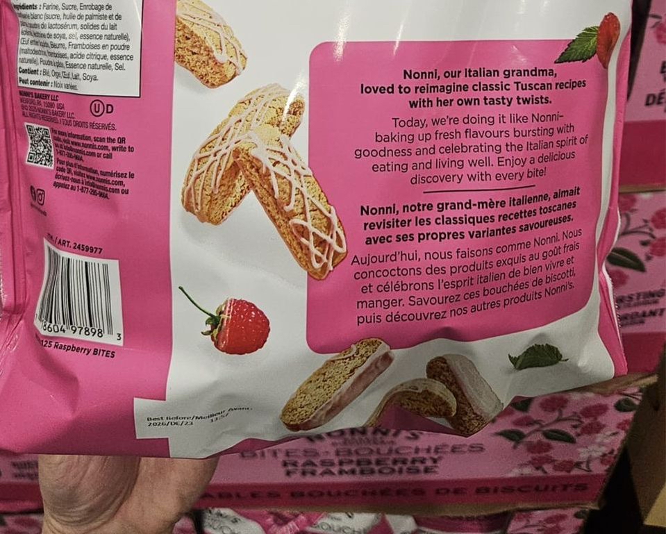 加拿大直送  *Nonni’s 覆盆子Biscottini Bites(794g)* Nonnis 又一傑作！！期間限定-4月中到貨