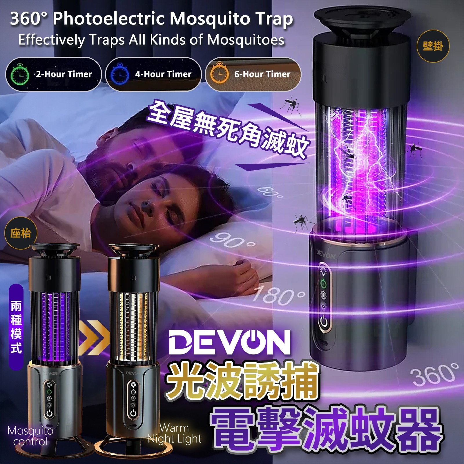 DEVON 光波誘捕電擊滅蚊器-預計7月初到貨
