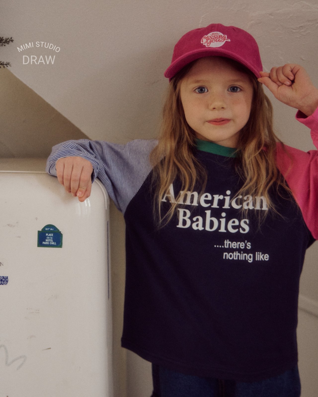 Bymimi | 薄款Patchwork Tee(Navy L105-115)