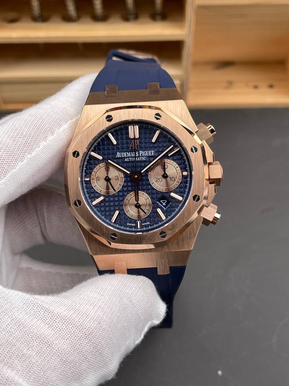 🚀皇家橡树26331OR 玫金蓝盘/41mm/7750机/胶带款💯