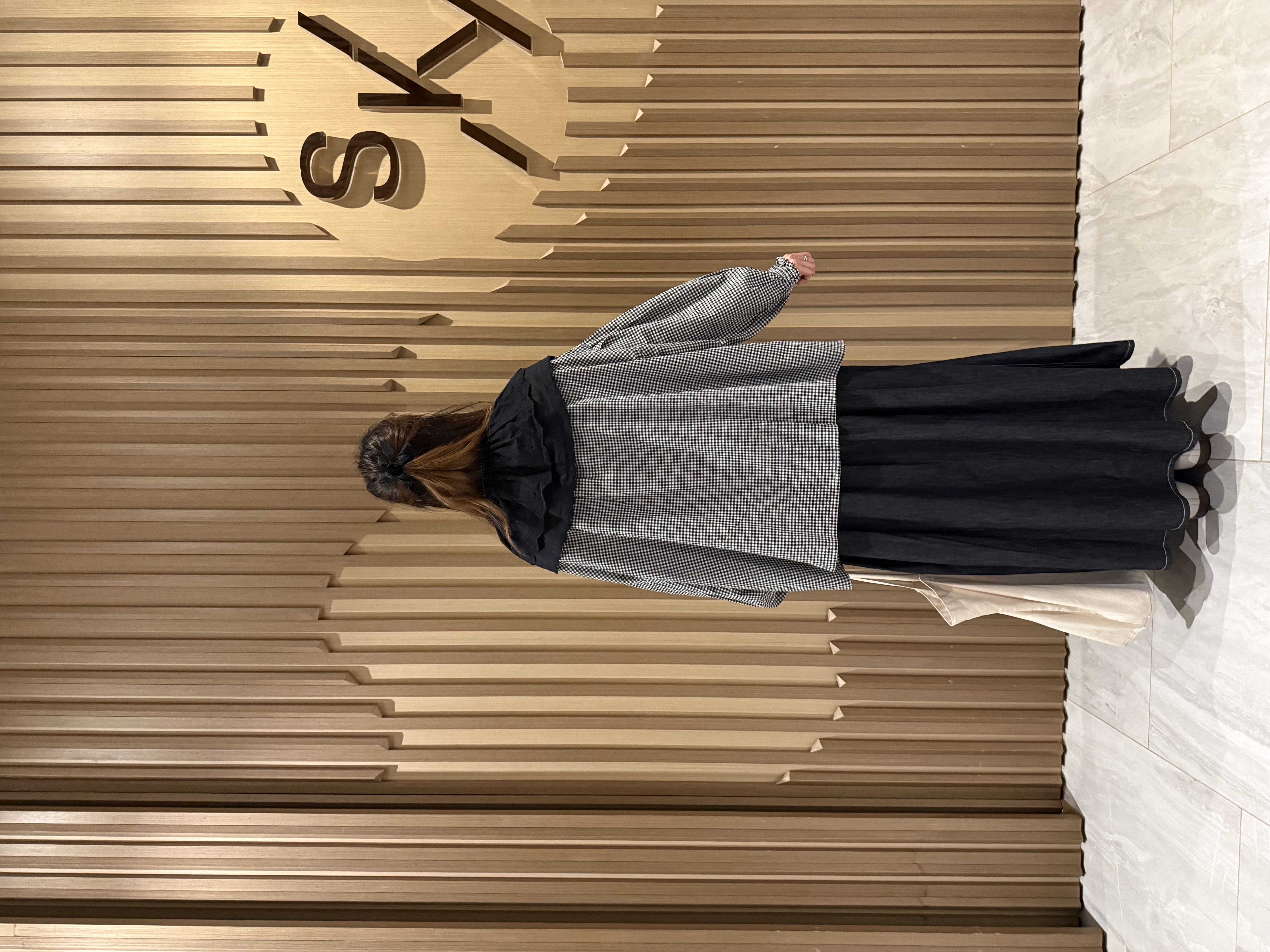 高腰明線薄牛仔裙