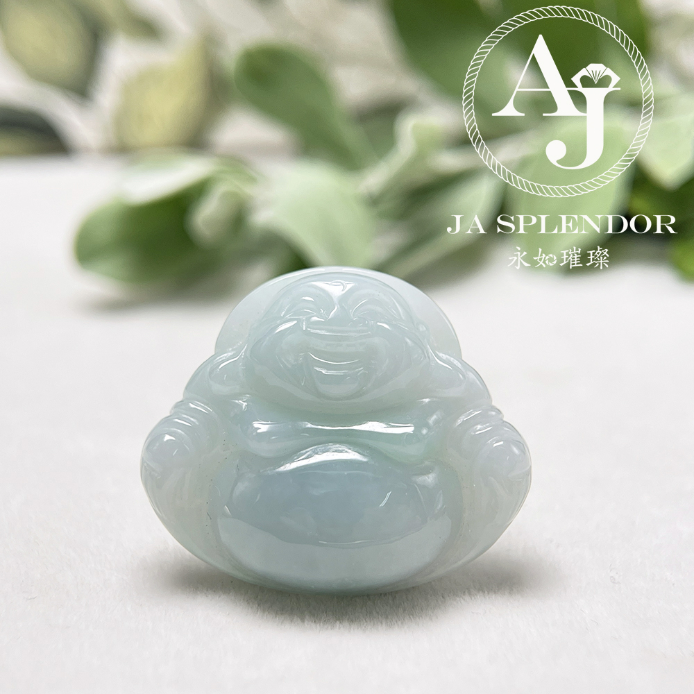 JN-1031 天然翡翠A玉 晴綠大肚笑佛吊墜