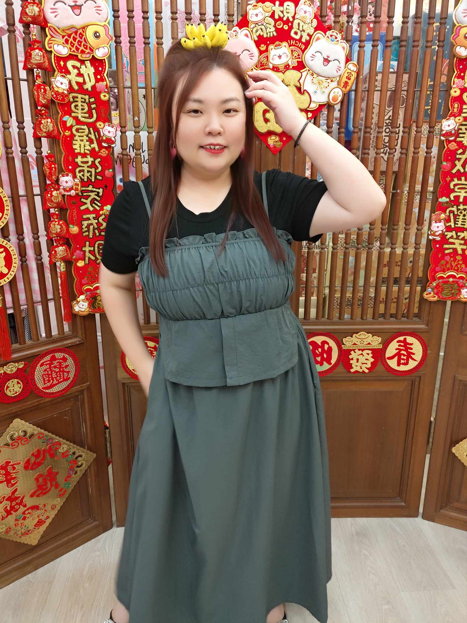 NBC03 TW#8193 皱褶清新设计两件式连衣裙