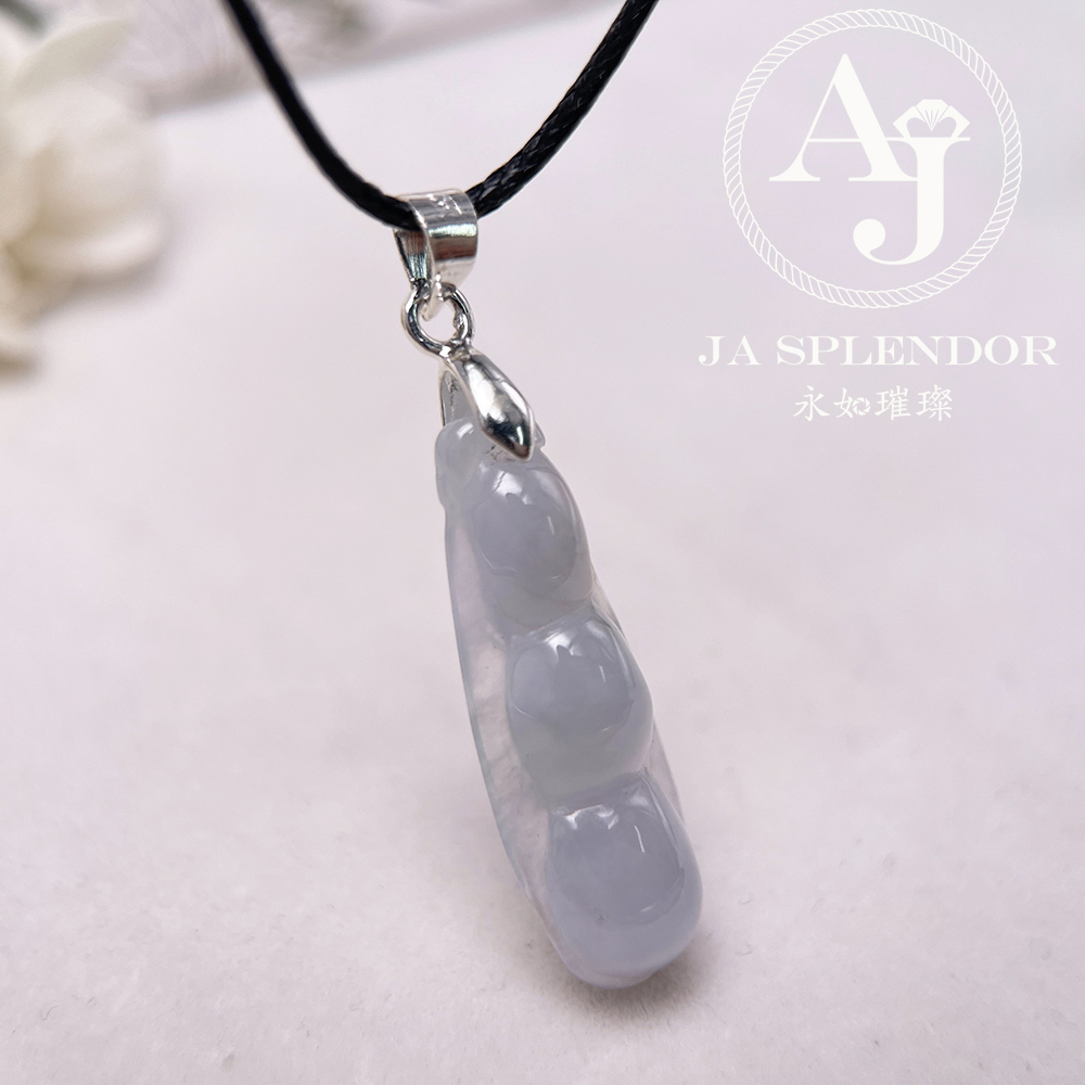 JN-1626 天然翡翠A玉 冰種紫玉四季平安福豆吊墜