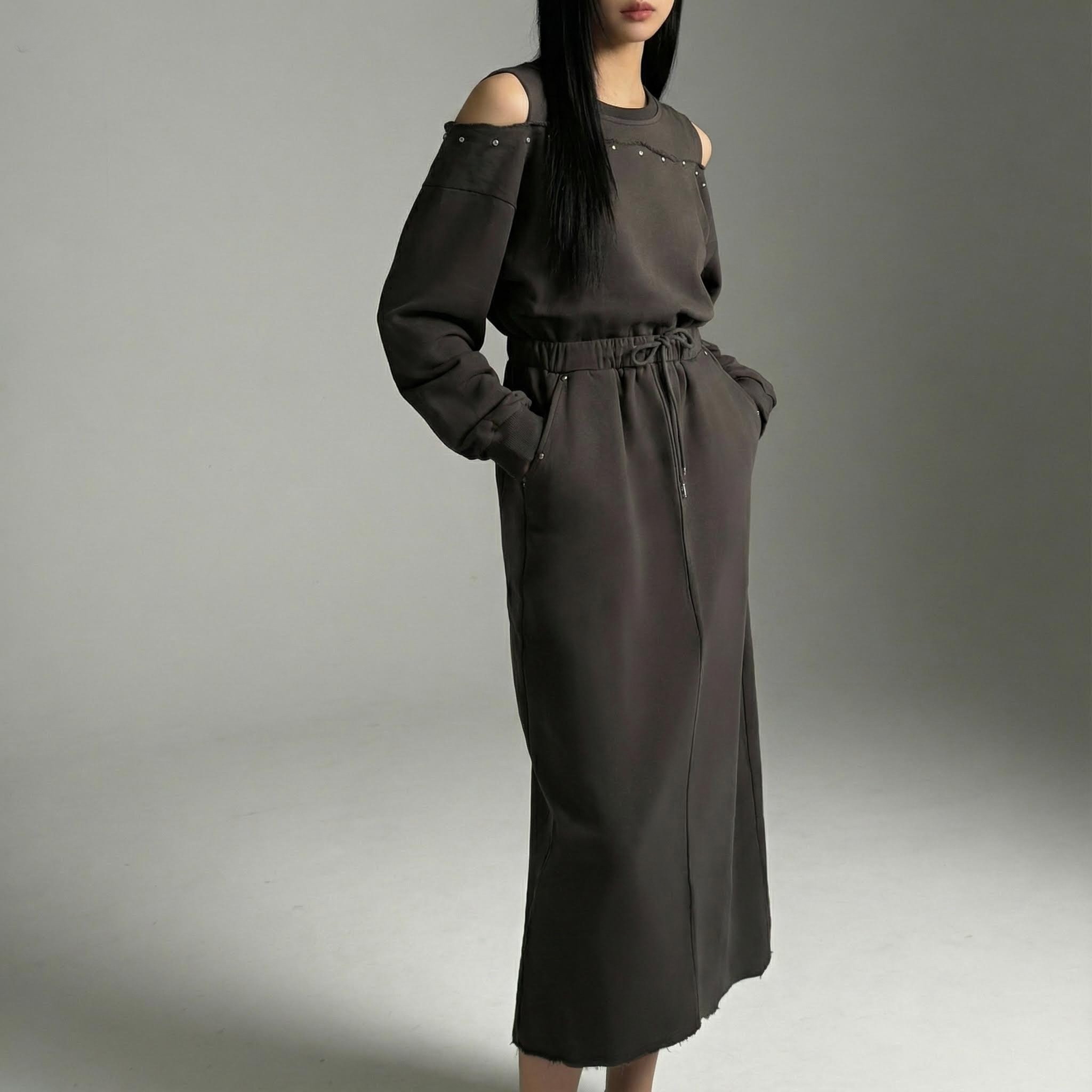 8736露肩上衣+裙套裝