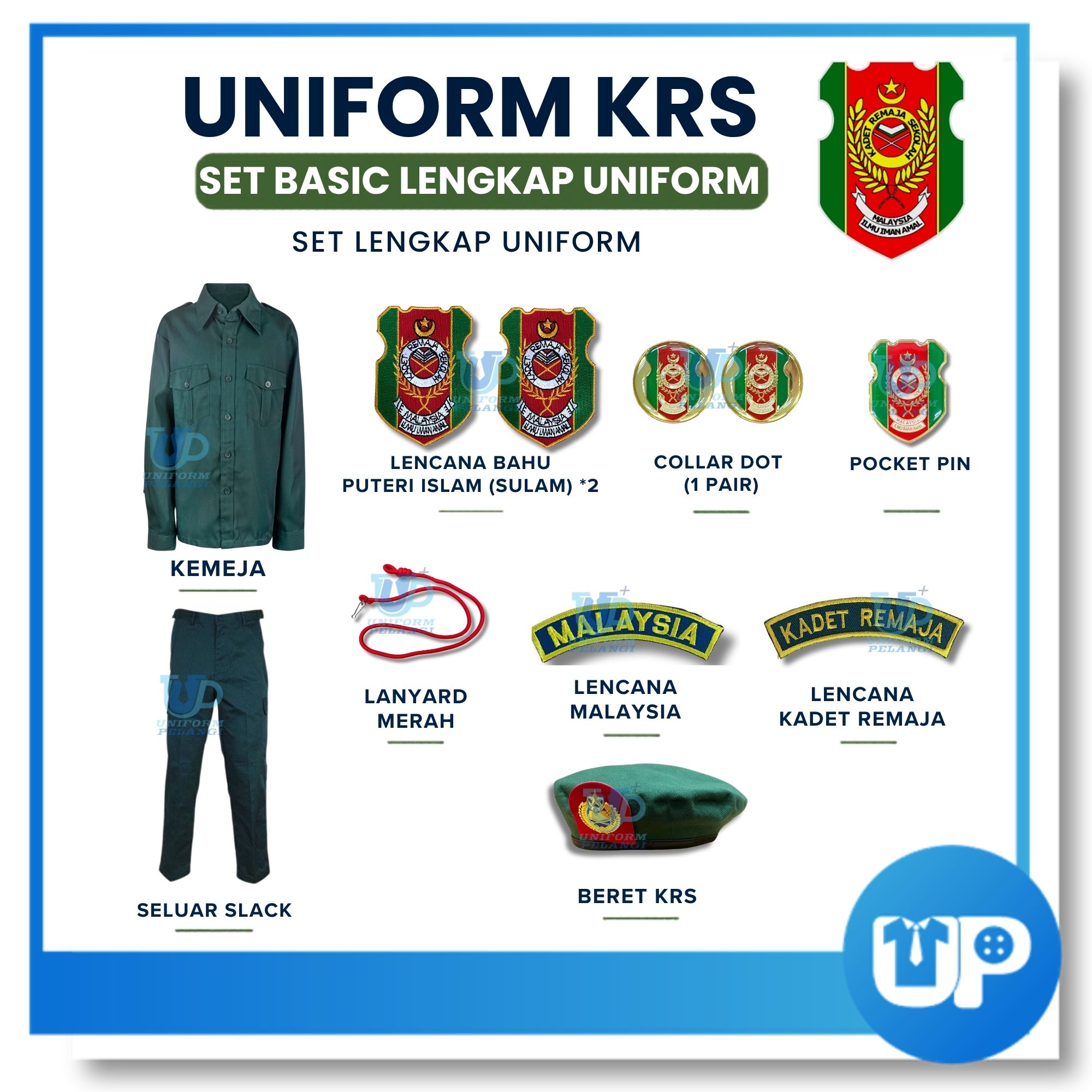 (SET LENGKAP) Kadet Remaja Sekolah (KRS) Pakaian Seragam Uniform Lengakap Sekolah Menengah