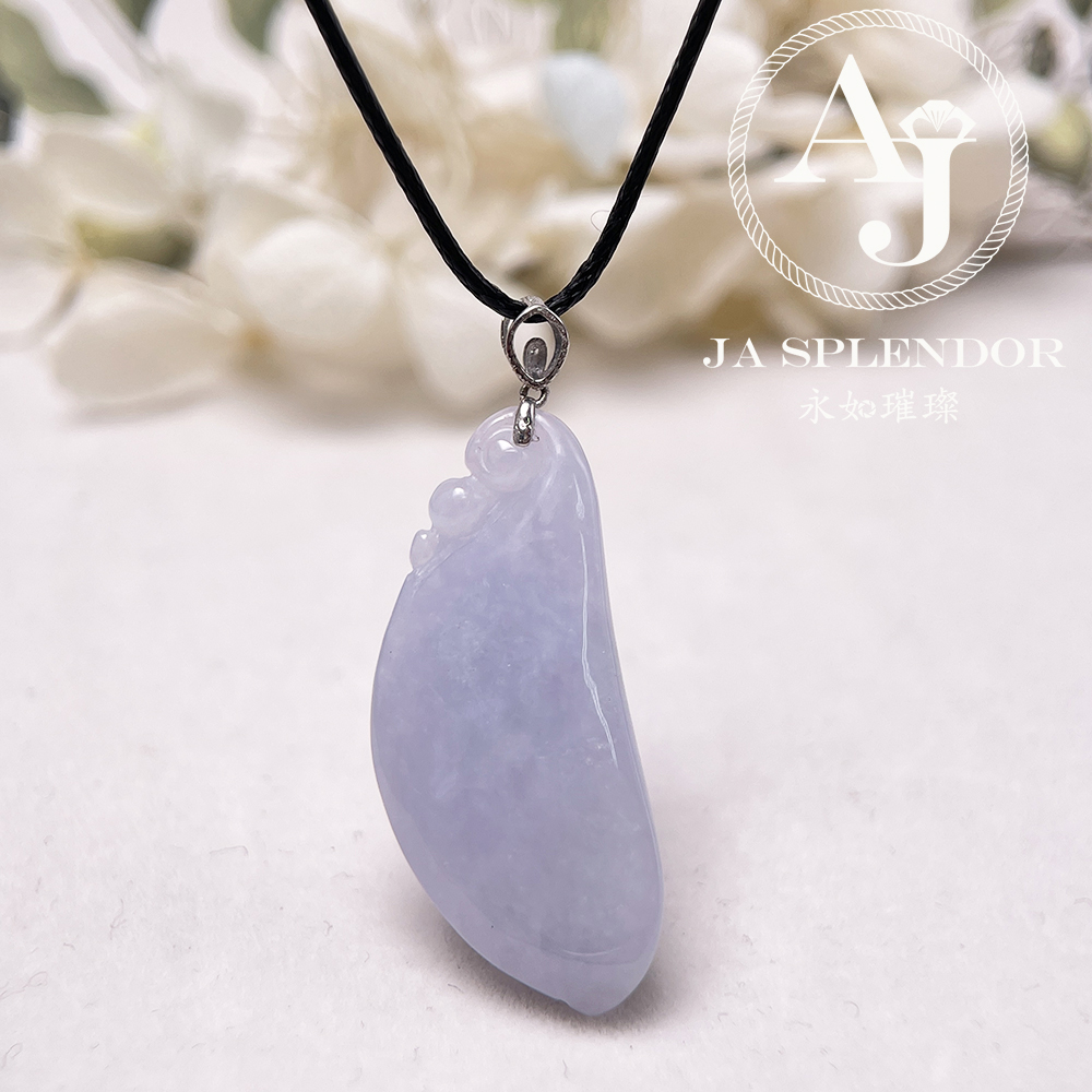 JNK-95 天然翡翠A玉 紫氣東來萬壽股果18K金吊墜