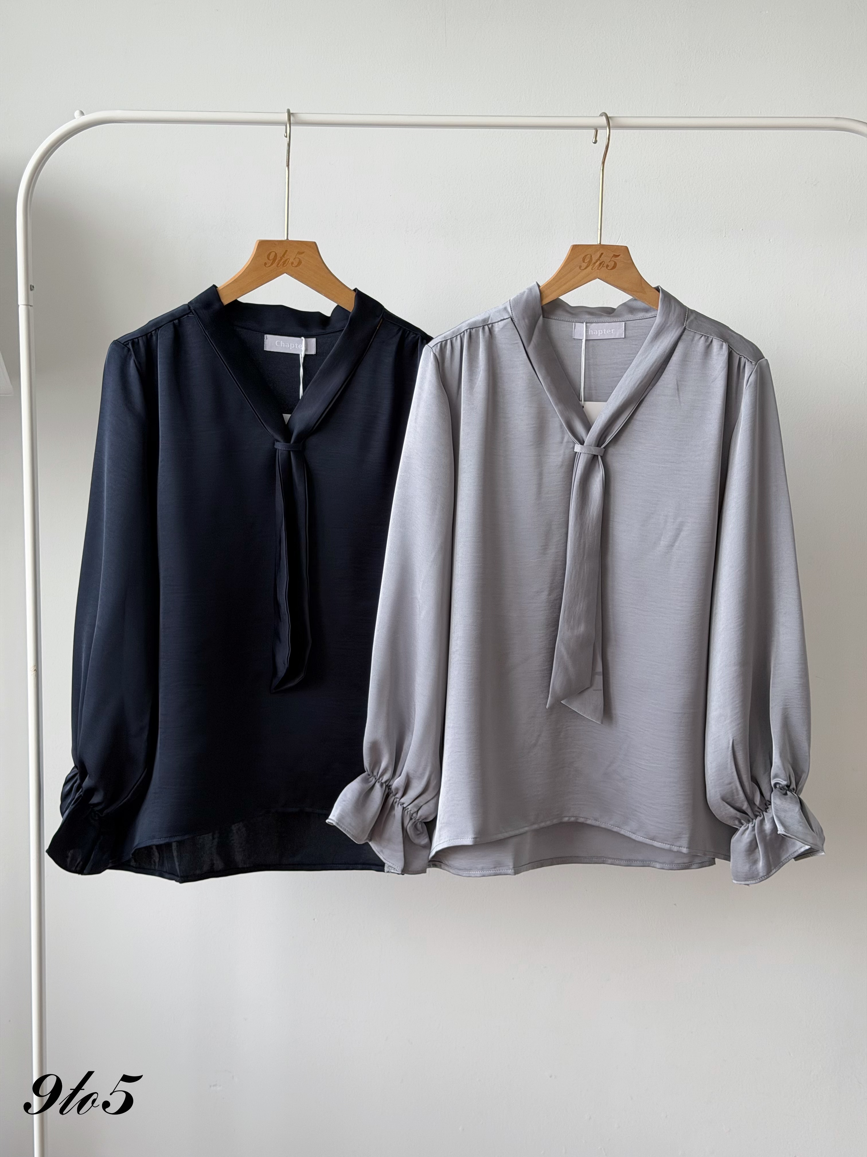 T4551 Long Sleeve Satin Blouse - 4 Colors 
