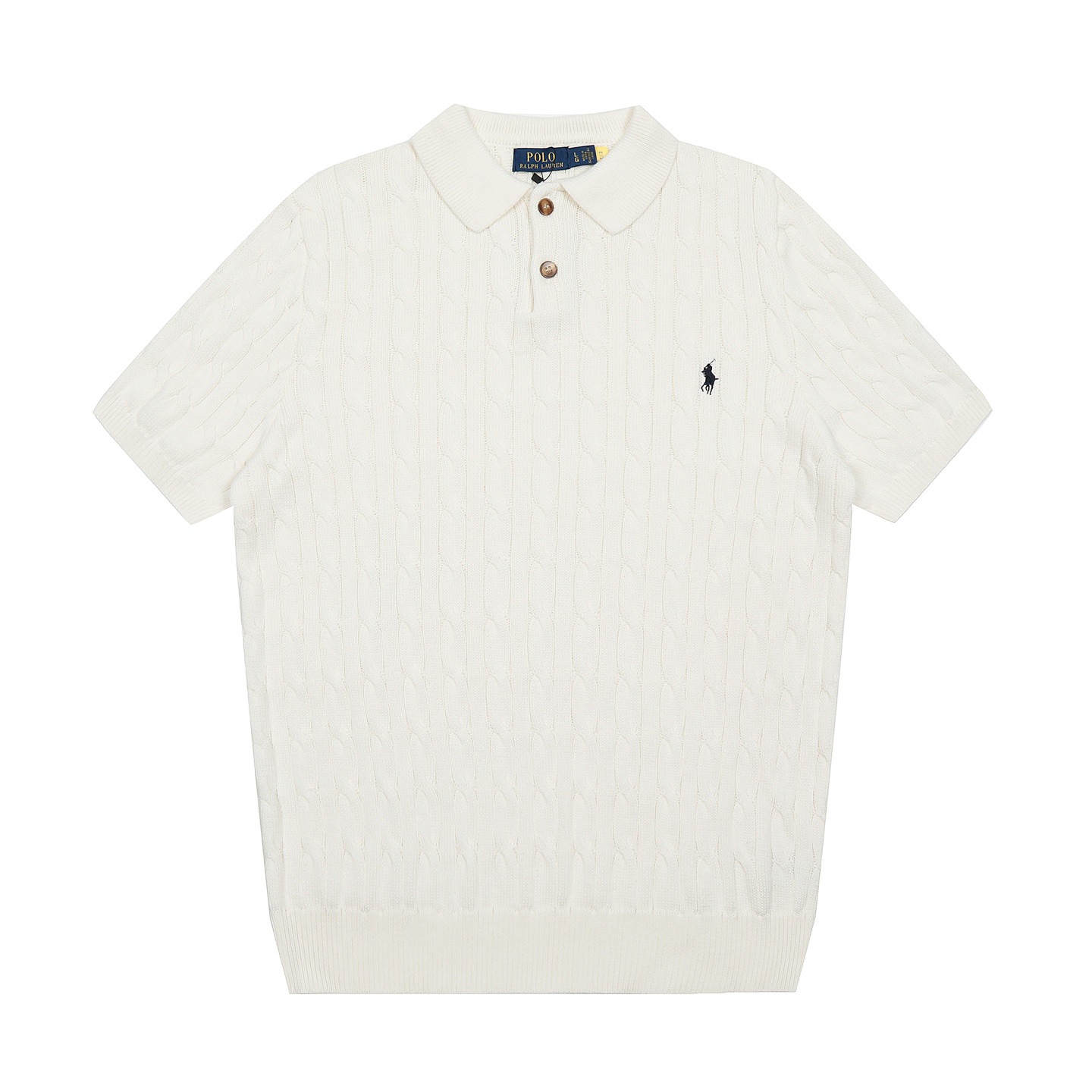 預訂 RL Polo 反領兩粒鈕扣扭花針織短袖上衣