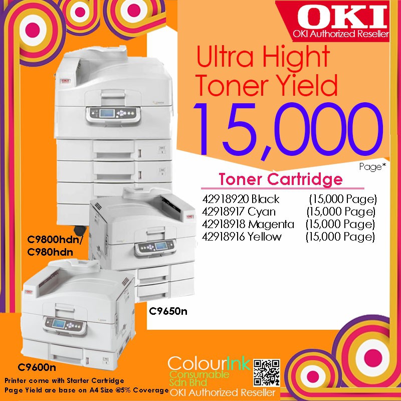 💢CLEAR STOCK 💢 OKI Original Genuine Toner Yellow Cyan Magenta 42918917 42918918 42918919 C9600n C9650n C9800hdn C9850hdn