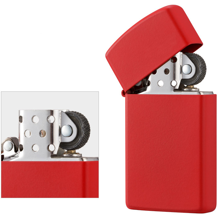 美國製造 | 香港行貨 Zippo指定經銷商 Zippo 1633 纖薄紅啞打火機 – 輕巧口袋紅色啞光 Slim Red Matte Lighter – Compact Pocket-Friendly Crimson Finish