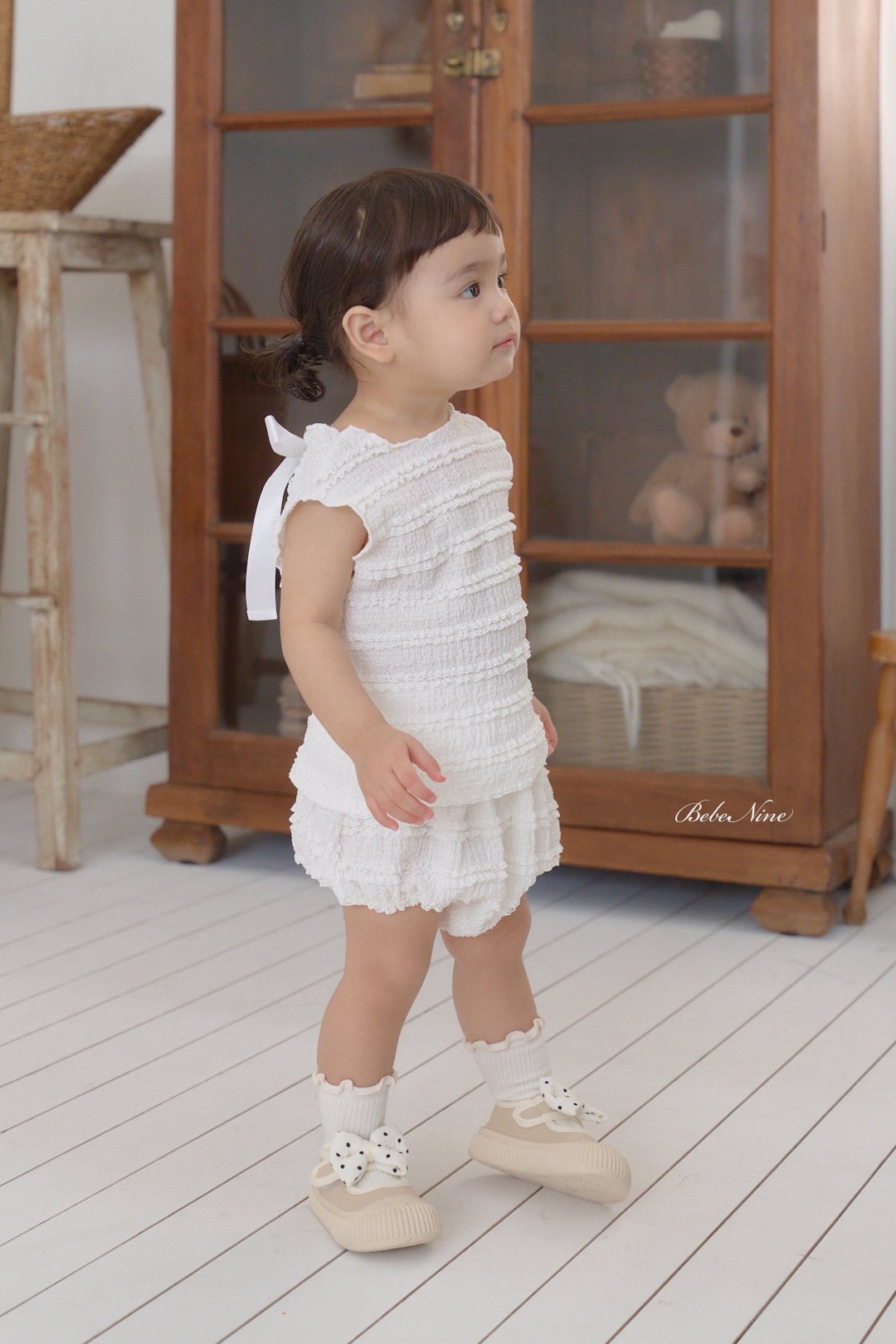 ☀️預訂 韓國直送☀️🇰🇷Bebenine兩色摺皺後背絲帶背心上下套裝