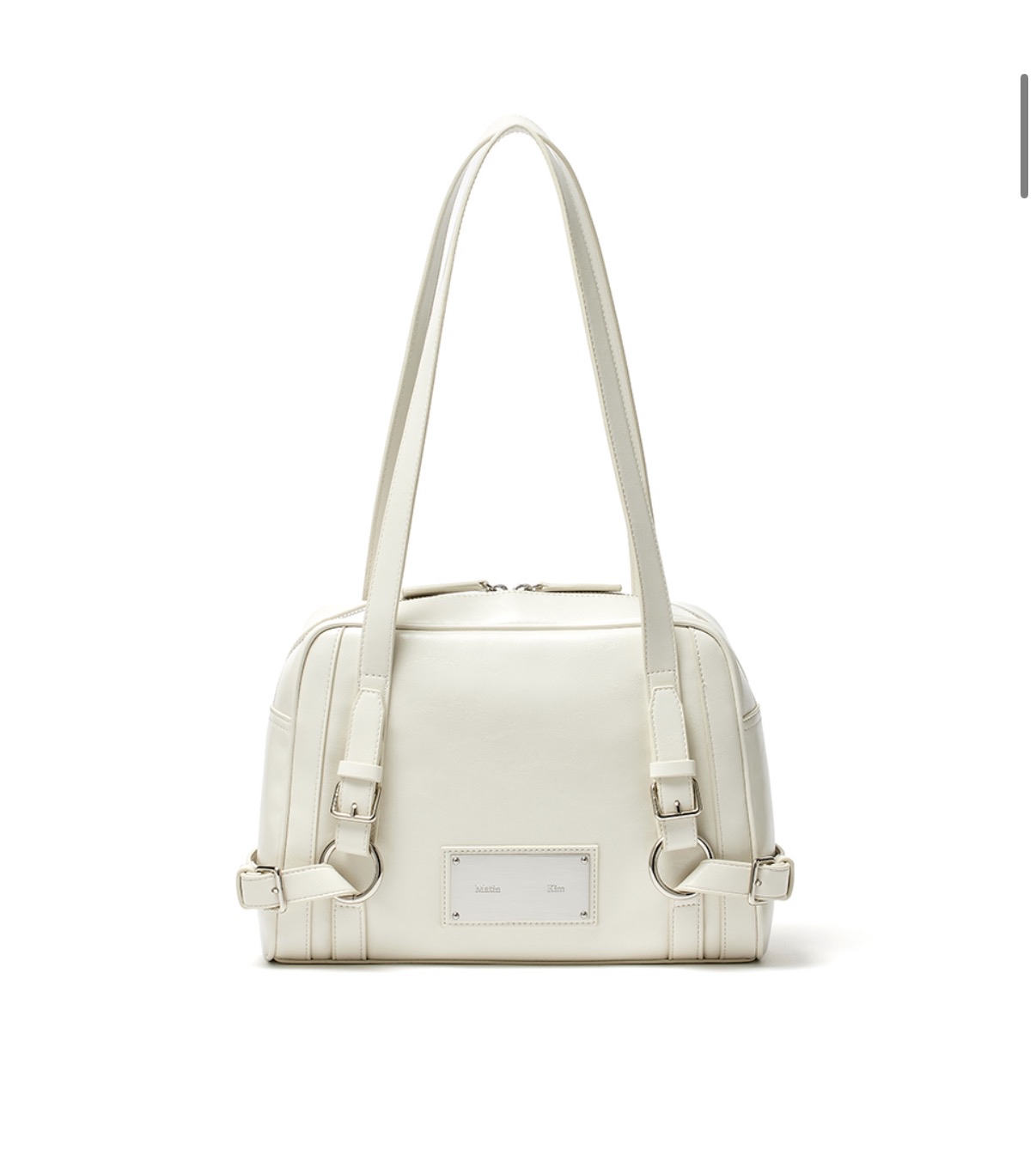 MATIN KIM特價場 BIKER DETAIL SQUARE SHOULDER BAG IN IVORY
