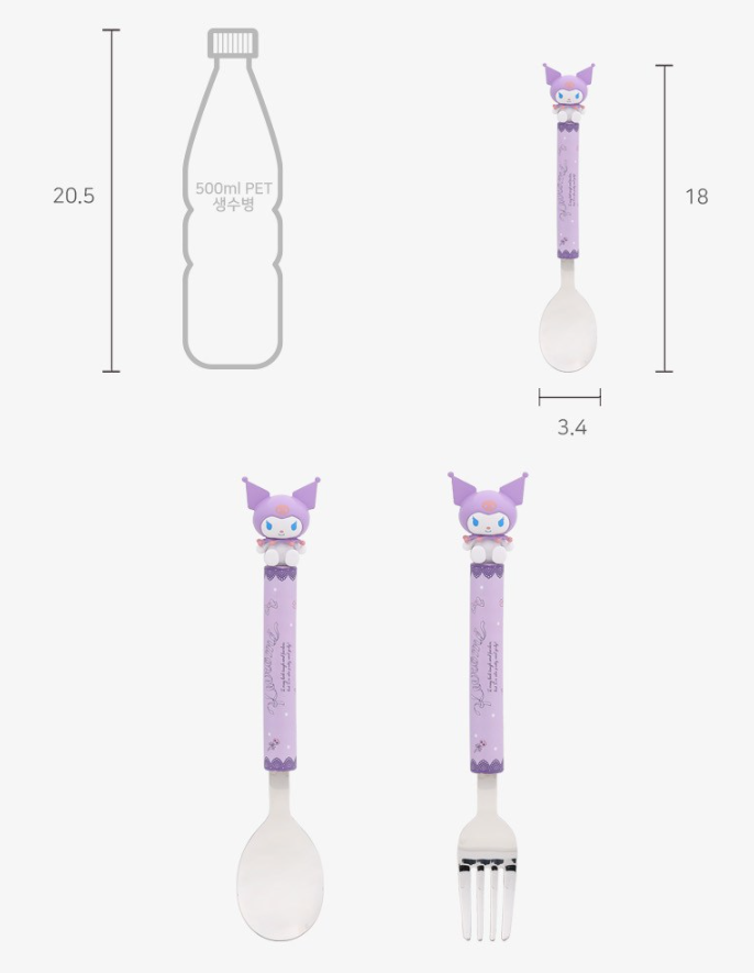  【預訂】韓國直送 Sanrio Kuromi 立體公仔餐具套裝