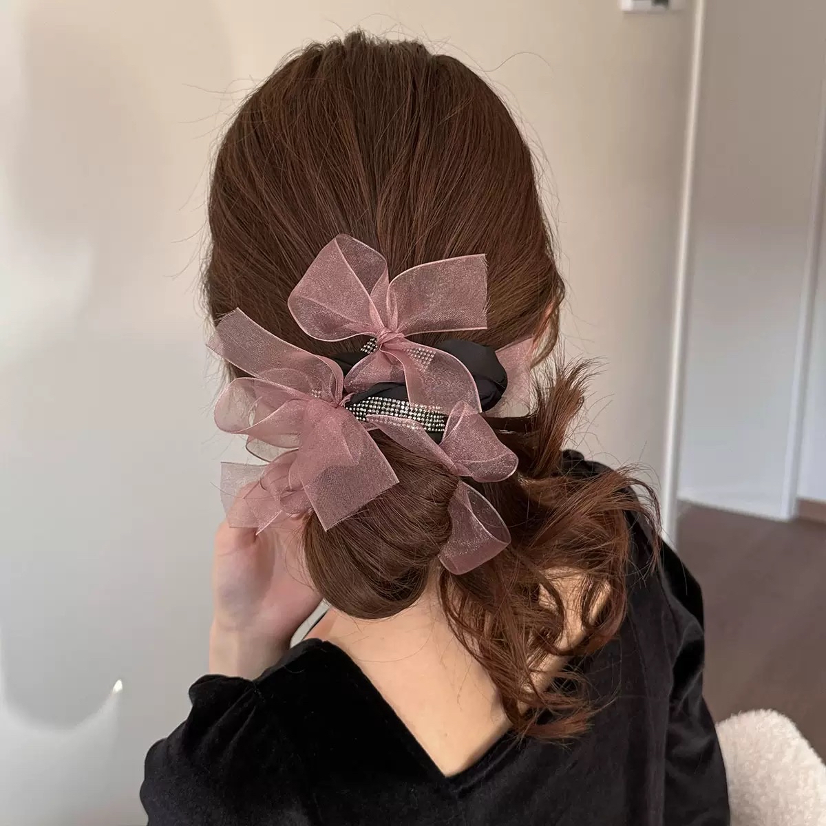 超仙蓬松网纱蝴蝶结发圈