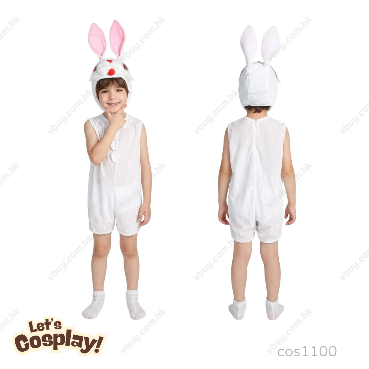 Lets Cosplay 兒童兔仔Cosplay服裝 小白兔扮演服  動物扮演服 童話故事角色 兔子造型World Book Day Costume 萬聖節服裝 cos1100
