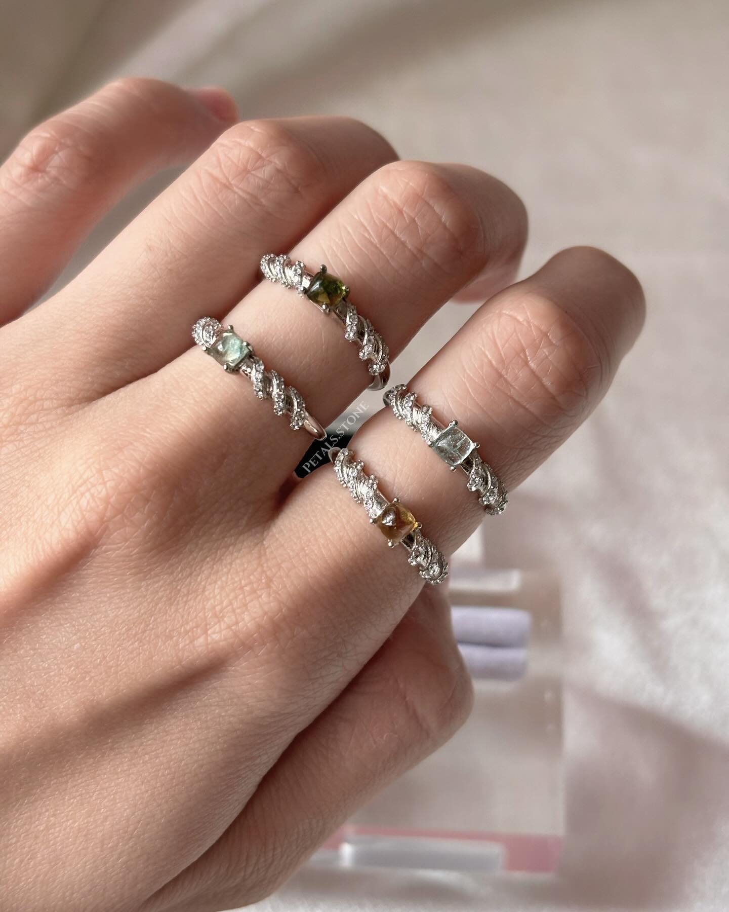 ☇☀︎Twisted design Tourmaline Rings✧
