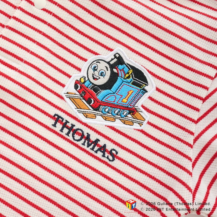 🇯🇵預訂 日本直送🇯🇵Petit Main x Thomas湯瑪士小火車系列兩色刺繡貼花條紋短袖企領上衣