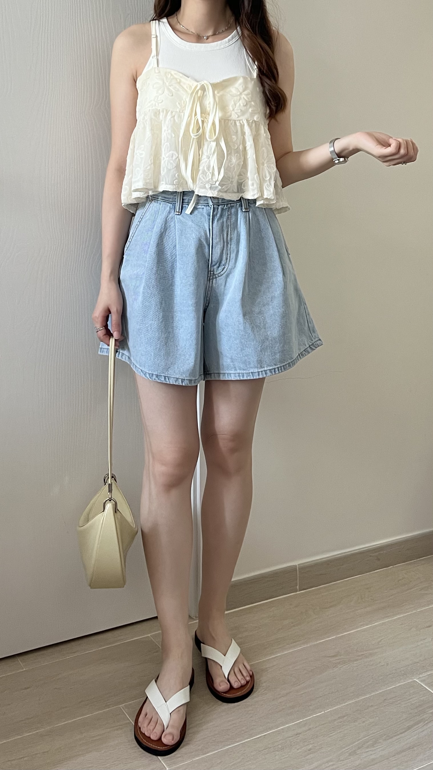 甜價仙氣花花兩穿吊帶背心 杏色