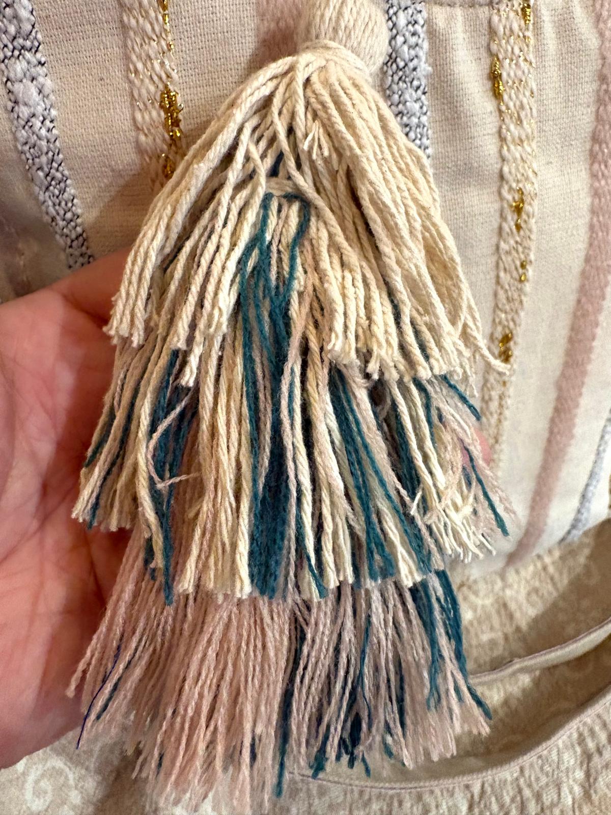 印度製造 - 粉色無印風刺繡袋