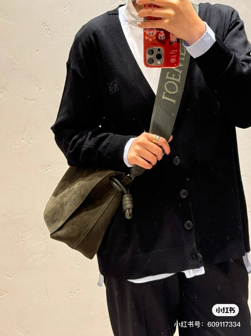 LOEWE 罗意威 Puzzle Fold Tote 小号手袋 麂皮拼接