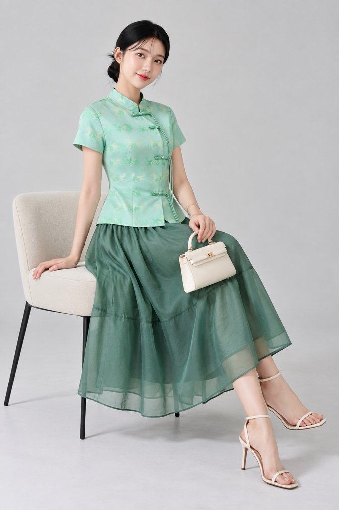 982 Tiered Flare Midi Skirt