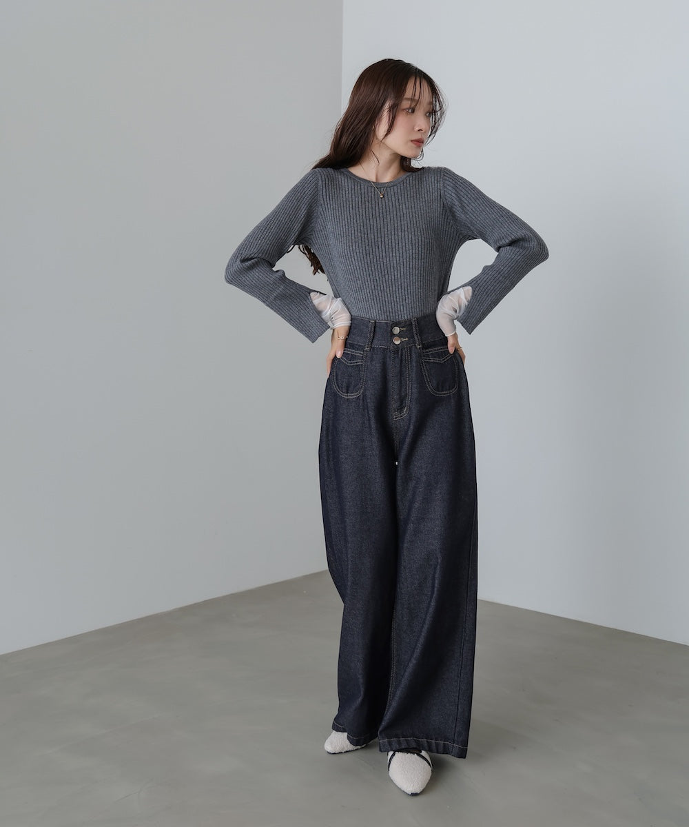 <限量現貨><JP>新色+熱賣Come Back.ᐟ.ᐟ 甜甜薄紗 layer 羅紋針織 (圓領)* 5色入