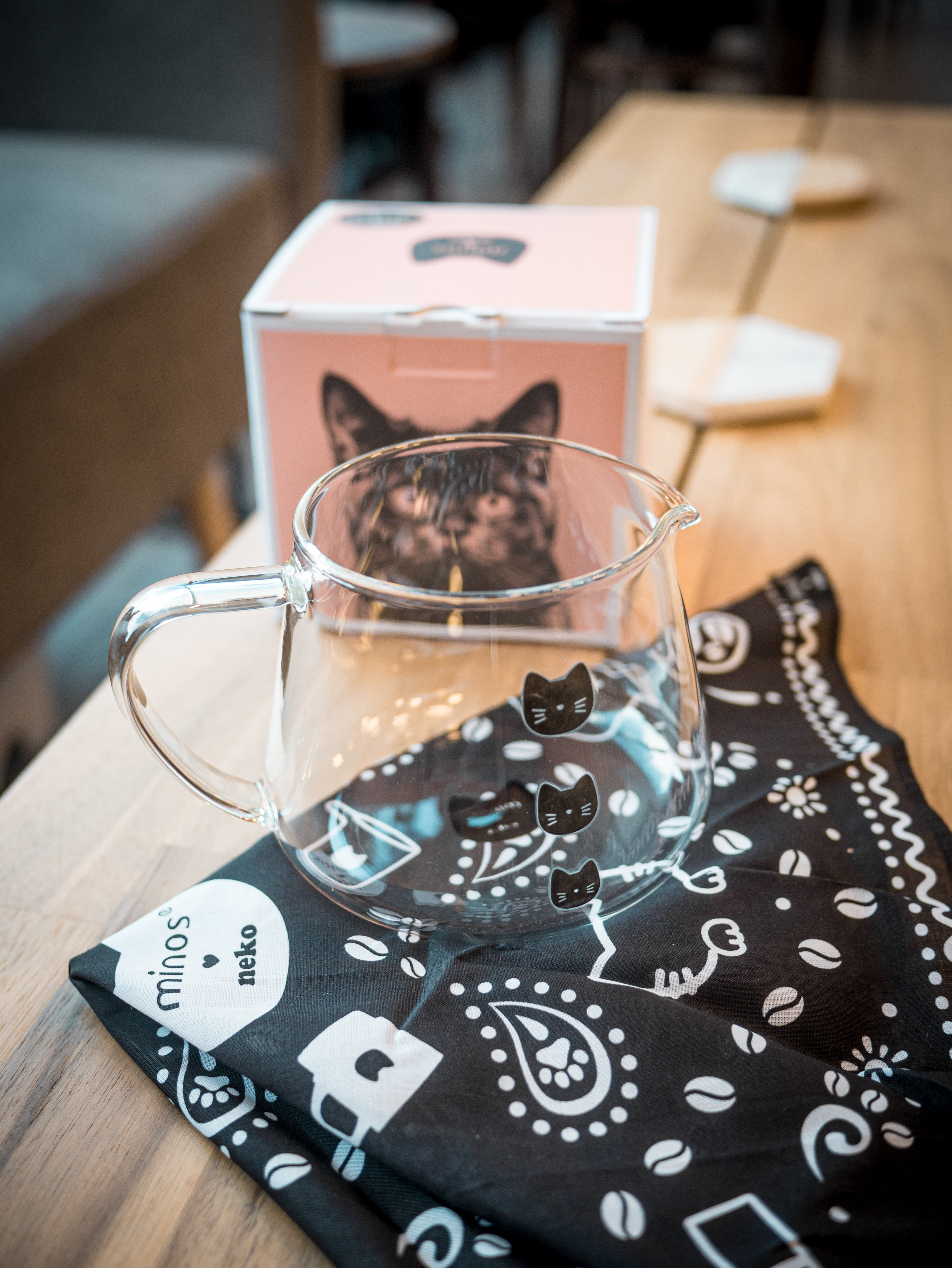 Neko 熱感變色玻璃咖啡壺（附黑色貓巾）｜300ml