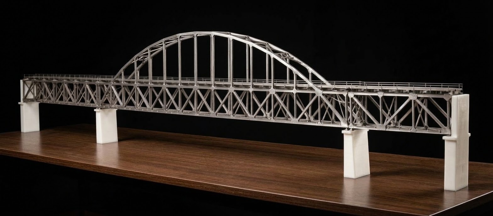 成昆線 "金山" 迎水河鐵路大橋 1:160 N規銅制中國鐵路橋系列第二款