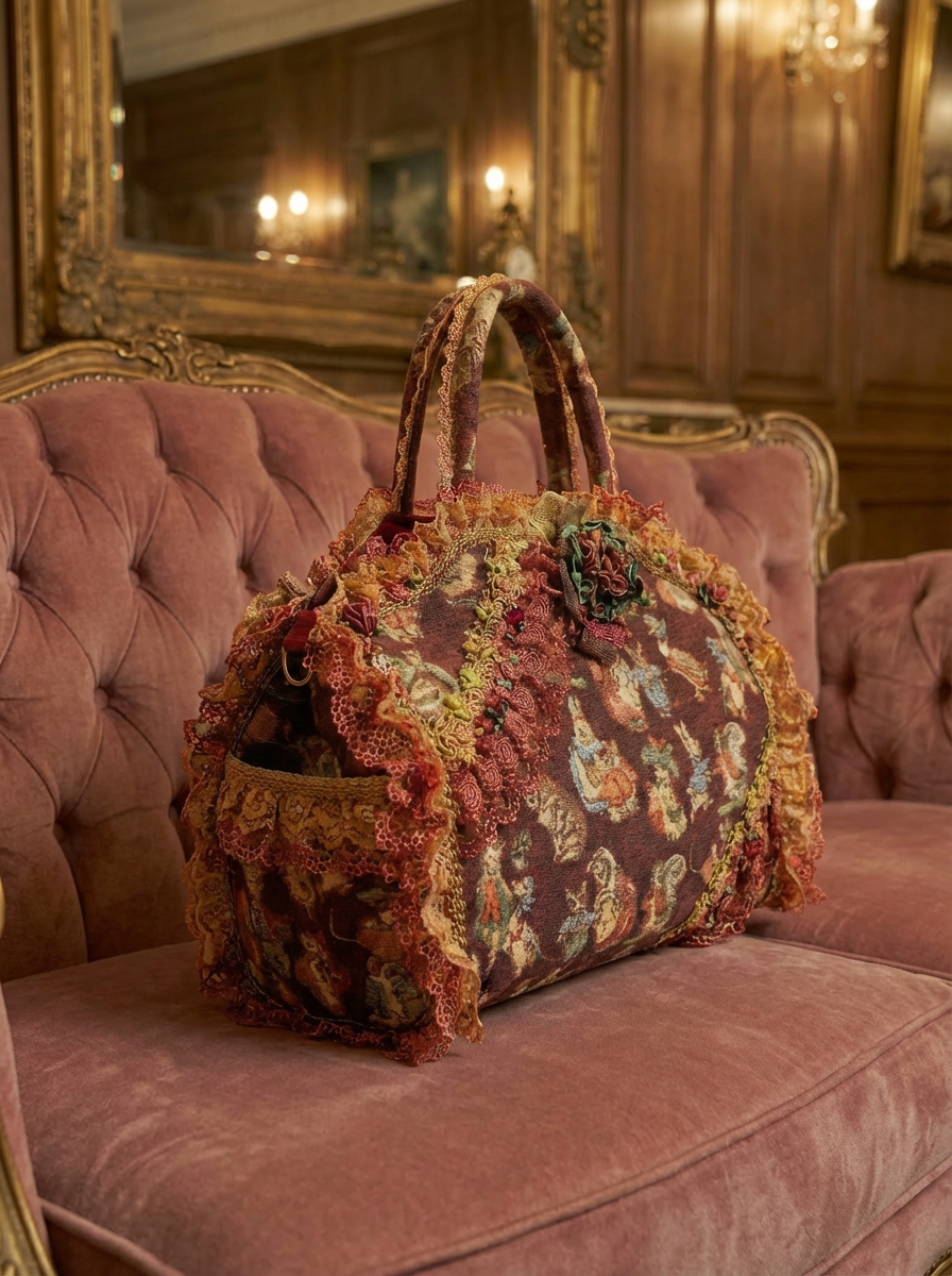 19世紀浪漫主義Peter Rabbit Antique Victorian Lace Bag