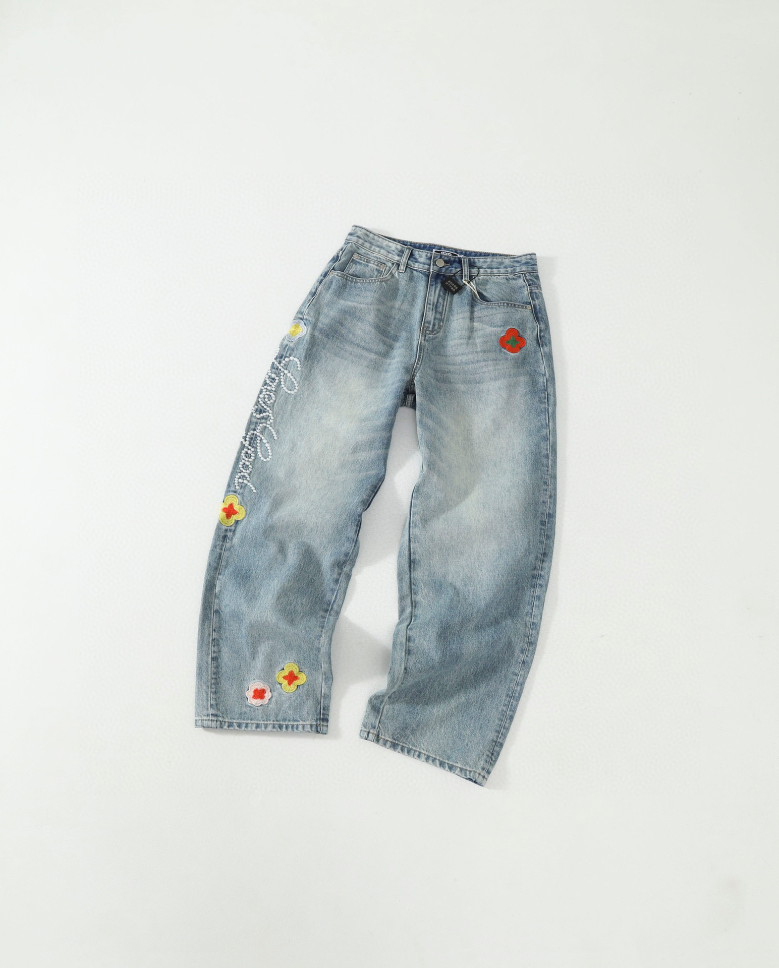 GOODBRAND 立體小花刺牛仔長褲