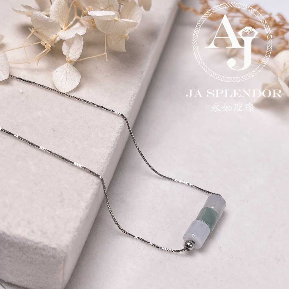 D-04C 天然翡翠A玉 平安幸運純銀項鏈