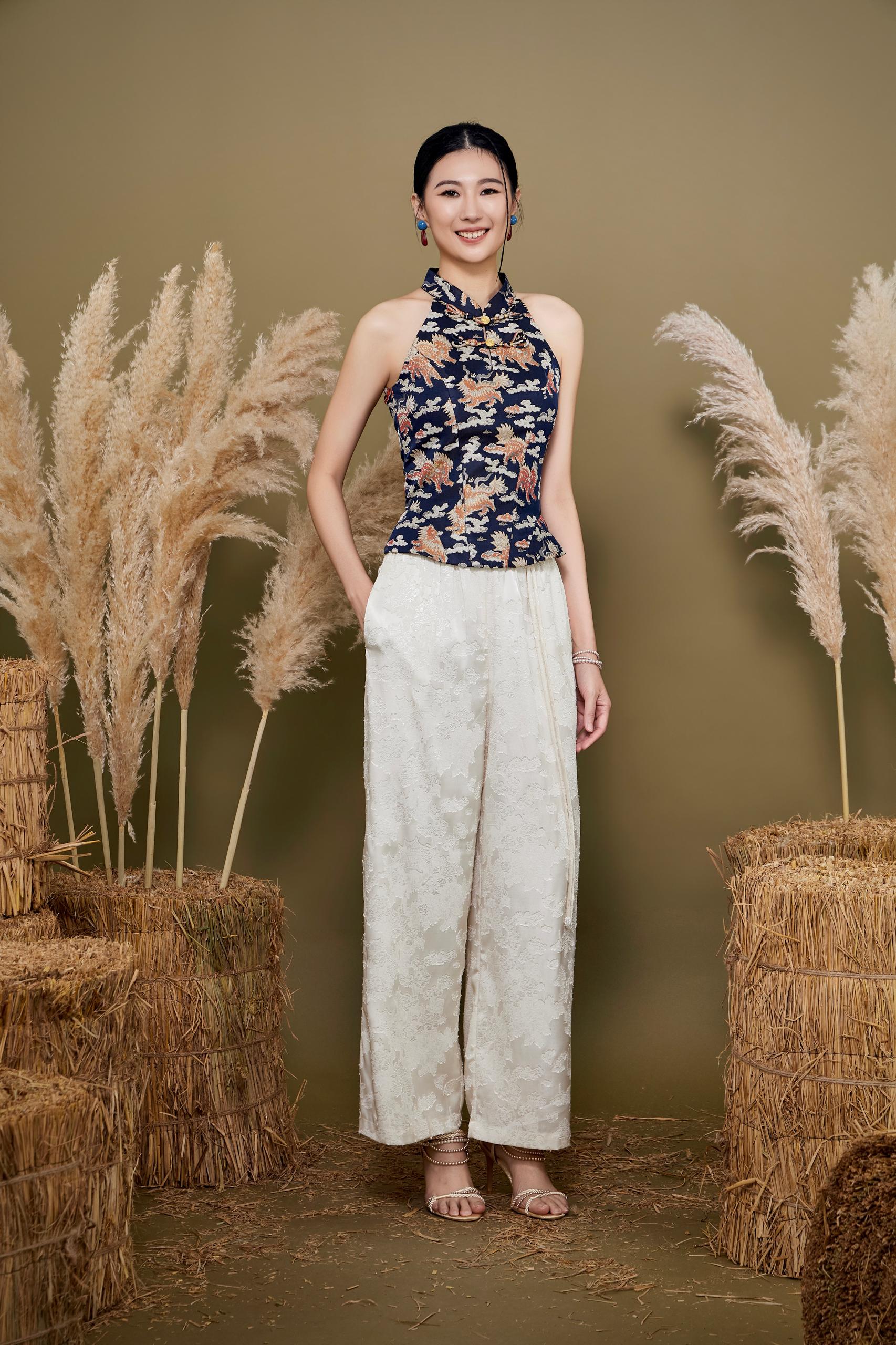CP1677-1 JIN EMBD JACQUARD STRAIGHT PANT