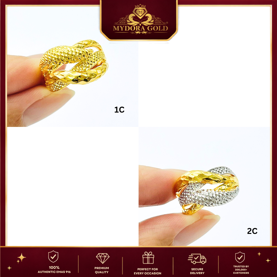 MYDORA Cincin Lintah Diamond Cross (5G) l EMAS 916/22K