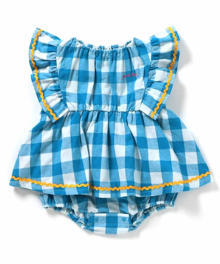 🇯🇵預訂 日本直送🇯🇵BREEZE 兩波浪荷葉邊格紋條紋短袖包屁裙